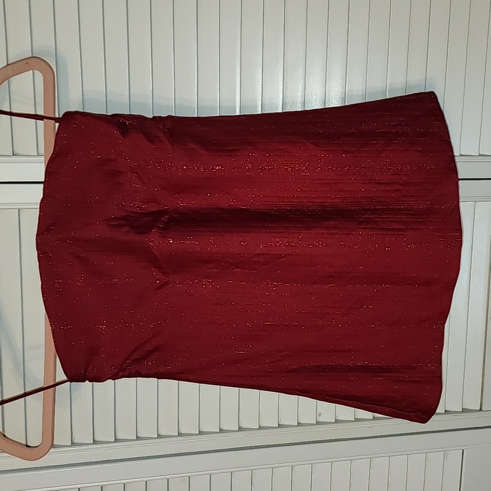 Express Maroon Tube Top with Metallic Thread, Size M
